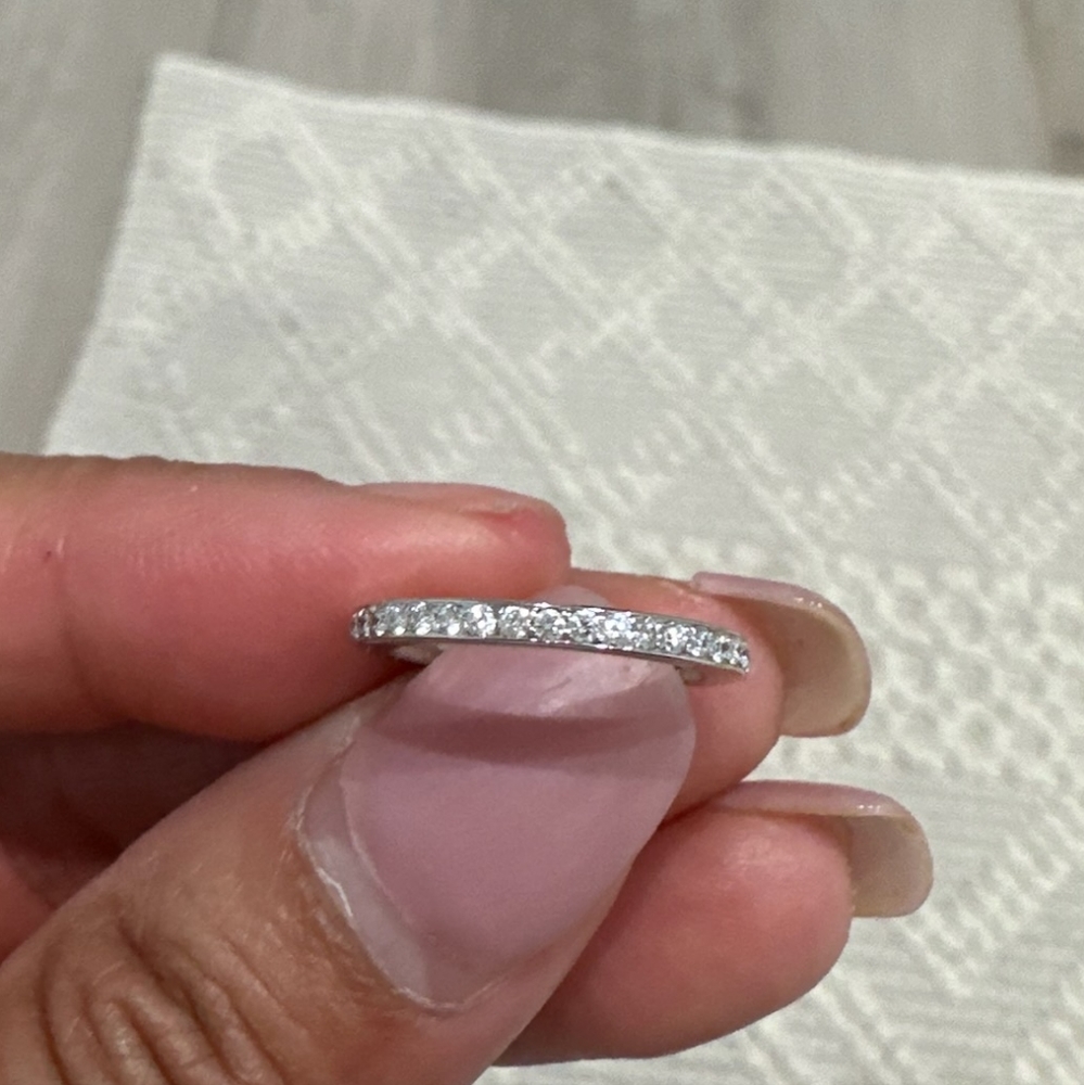 Solid 18k white gold diamond band